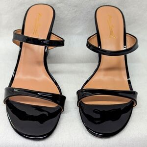 Anne Michelle Valley Patent Slip on Heel, Black, size 10